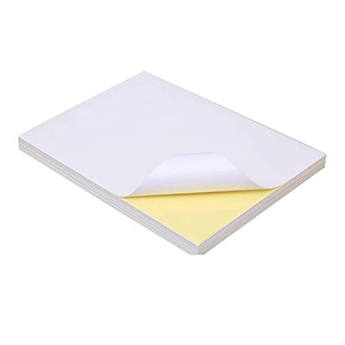 Tyenaza 100 Stück Etiketten-Aufkleberpapier, A4-Format, glänzend, mattweiß, problemloses Etikettendruckpapier, ganzseitiges Aufkleber-bedruckbares selbstklebendes Papier für von Tyenaza