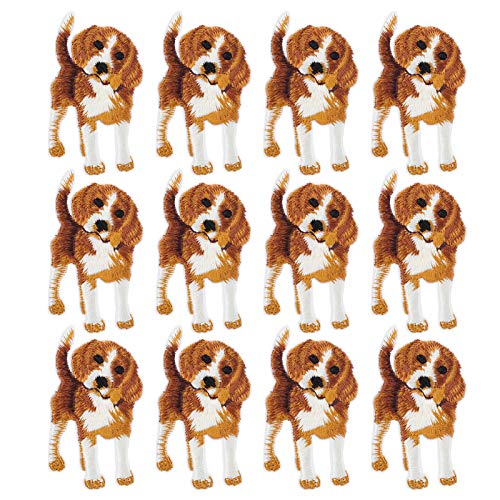 Tyenaza 12pcs Stickstoffaufkleber Hunde Eisenmotiv Applique Kleidung Rucksack Accessoires, für DIY-Dekorations-T-Shirts, Rucksäcke von Tyenaza