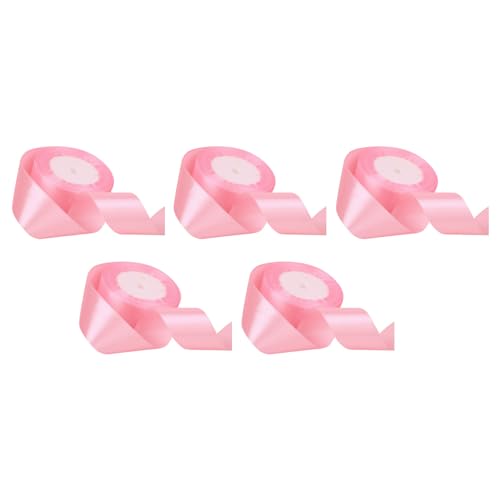 Tyenaza 5 Rollen Satinband, 4 cm, doppelseitiges Satinband, einfarbiges Stoff-Satinband für Blumenstraußverpackung, Hochzeitseinladung, Weihnachtsgeschenkverpackung, Brautsträuße (Light Rose) von Tyenaza