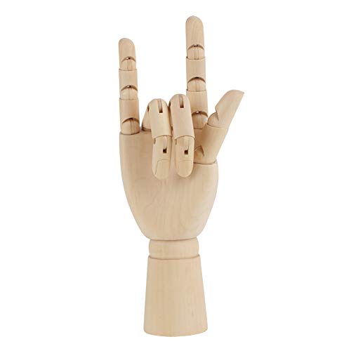 Tyenaza Art Mannequin, Wood Art Mannequin Handmodell zum Zeichnen von Skizzen aus Holz geschnittene Flexible Finger Puppenhandfigur zufällige Linke oder rechte Hand(10 inch Right Hand) von Tyenaza