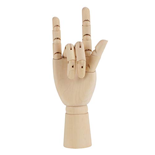 Tyenaza Art Mannequin, Wood Art Mannequin Handmodell zum Zeichnen von Skizzen aus Holz geschnittene flexible Finger Puppenhandfigur zufällige Linke oder rechte Hand(10 inch right Hand) von Tyenaza