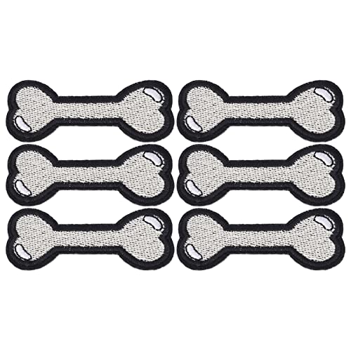 Tyenaza -Patches, Hundeknochenmuster Baumwollmaterial bestickter Stoff Patch DIY Kleidung 6x2.7cm/2.4x1.1in 6pcs Pack Haushalt von Tyenaza