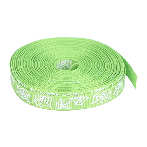 Tyenaza Polyesterband, wasserdicht, hohe Dichte, 10 Yard, 10 mm Breite, Geschenkpapier, Bastelband, DIY-Band für Hochzeit, Geschenkverpackung, Urlaubsdekoration, (Spider web print on green background) von Tyenaza