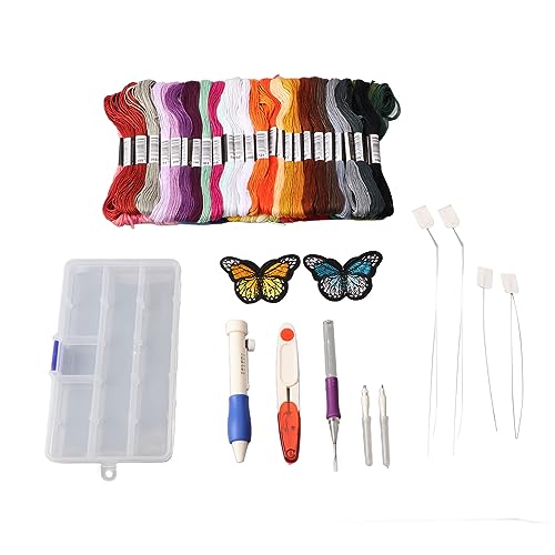 Tyenaza Stickgarn-Set, buntes DIY-Kreuzstichgarn-Set mit Nadeln, Einfädler für Armbänder, Basteldekoration, für Erwachsene und Kinder, Anfänger von Tyenaza