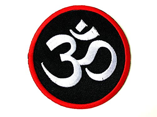 TH Aum Om Ohm Hindi Hinduismus Yoga Schwarz Kostüm Design Symbol Applikation gestickt Aufnäher Aufbügler für Rucksäcke Jeans Jacken T-Shirt Kleidung etc. (AUM-OM-BK) von Tyga_Thai