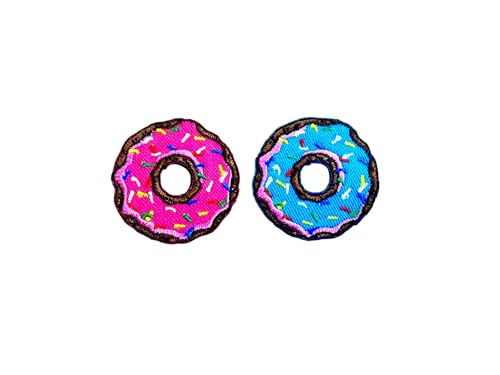 TH Set von 2 winzigen kleinen Erdbeeren Blau Donut Donut Süßigkeiten Dessert Cute Cartoon Logo 1 Aufnäher Aufnähen Aufbügeln bestickte Applikation Abzeichen Zeichen Patch Kleidung Kostüm von Tyga_Thai