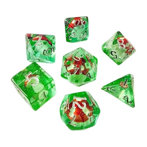 Tyinerc Pilzwürfel,Pilzwürfel-Set,Tischspielwürfel - Polyedrisches Würfelset für Tischspiele, 7er-Set Würfel aus Kunstharz, Würfel für kleine Rollenspiele von Tyinerc