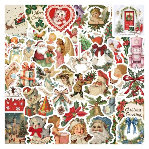 Tyinerc Weihnachtsaufkleber zum Basteln, Weihnachtsaufkleber für Scrapbooking,50X Wasserflaschenaufkleber - Weihnachtsaufkleber für Kinder und Erwachsene, niedliche Aufkleber für Wasserflaschen, von Tyinerc