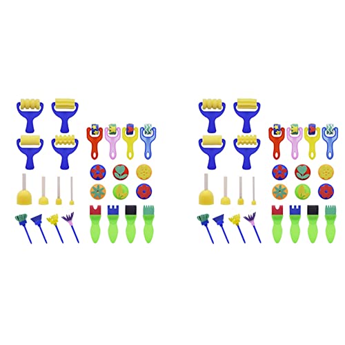 Tynmoel 52 Stück Schaumstoff Roller Pinsel Set Waschbare Zeichen Werkzeuge Kunst für Kinder Frühes Lernen DIY von Tynmoel