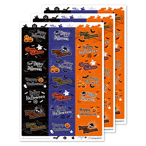 Halloween Sticker Aufkleber Deko Set 63 Stück - zum dekorieren & gestalten - 21 verschiedene Happy Halloween Motive von Typographus