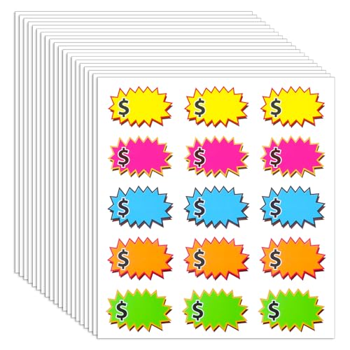 150 Stück Sale Preisschilder, Leer Sternform Verkaufsschilder, Fluoreszierende Price Stickers, Preisschilder Etiketten für Supermärkten Verkaufsförderung(2,76 x 1,77 Zoll) von Tyqour