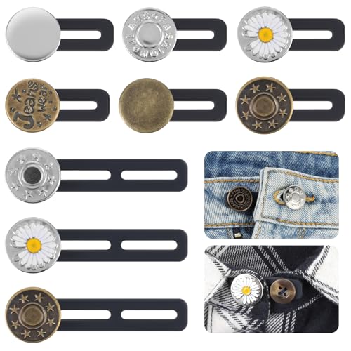 Tyqour 12 Stück Hosenbunderweiterung knopf Taille Extender Elastischen Hosen Expander Button Metall Hosenknopf Verlängerung Buttons für Jeans Röcke Hemd Kleid Hosen Umstandshose von Tyqour