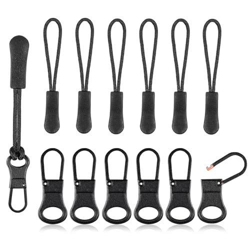 Tyqour 12 Stück Reißverschluss Anhänger, Abnehmbarer Metall Reißverschluss Zipper für Reißverschluss Zieher, Reissverschluss Zipper Reparatur Set für Rucksäcke Gepäck Koffer Jacken von Tyqour