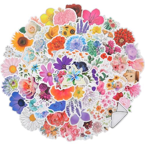 Tyqour 120 Stück Blumen Scrapbooking Aufkleber Blumen Vintage Bunte Blumenaufkleber PET Transparente Pflanzen Aufkleber Blumen Aufkleber Flower Sticker für Scrapbook Fotoalbum, Tagebücher Karten von Tyqour