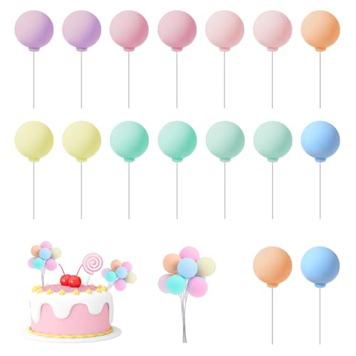 Tyqour 16 Stück Bunt Tortendeko Kugeln Kuchen Deko Kugeln DIY Mini Ballon Cupcake Einsatz Tortendeko Luftballons Tortendeko Ballons für Geburtstagsfeier Hochzeit Jahrestag Babyparty von Tyqour