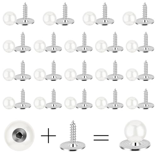 Tyqour 20 Stück Perlenknöpfe zum Annähen, Brosche Knöpfe Pearl Shirt Buttons Vertuschen Button Pin Kleine mit 1 Schraubendreher, Brosche Knöpfe, Verhindert Versehentliches Freilegen Von Knöpfen von Tyqour