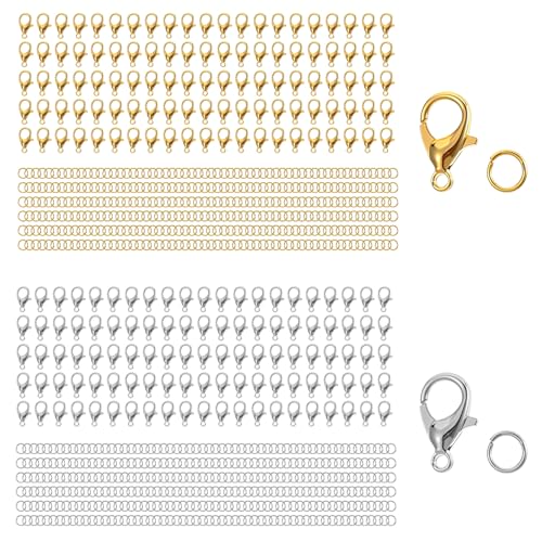 Tyqour 200 Stück Kettenverschluss Gold Silber Armband Verschluss 12mm mit 500 Biegeringe 5mm,Ketten Verschlüsse für Armbänder,Schmuckverschluss,Karabinerverschluss, Verschlüsse für Schmuckherstellung Tyqour 200 Stück Kettenverschluss Gold Silber Armband Verschluss 12mm mit 500 Biegeringe 5mm,Ketten Verschlüsse für Armbänder,Schmuckverschluss,Karabinerverschluss, Verschlüsse für Schmuckherstellung von Tyqour