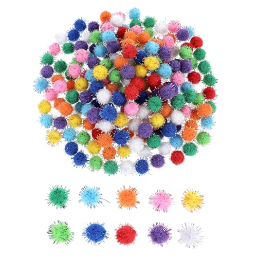 Tyqour 200 Stück Mini Pompons Bunt 15mm Pompons Flauschigen Plüsch Bälle Kleine Bommeln, Pom Pom Bälle Kleine Filzkugeln zum Basteln, Pailletten Bälle für Ostern DIY Kreative Handwerk Dekorationen von Tyqour