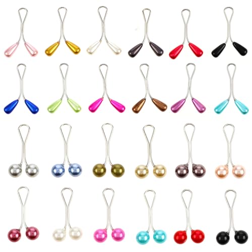 Tyqour 24 Pcs Women's Hijab Pins Clips, Hijab Nadeln，Perlen Sicherheitsnadeln, Schal Nadeln Clips Hijab Schal Clips, Kopftuch Hijab Nadeln Clips，Hijab Pins für Damen-Schmuckzubehör von Tyqour