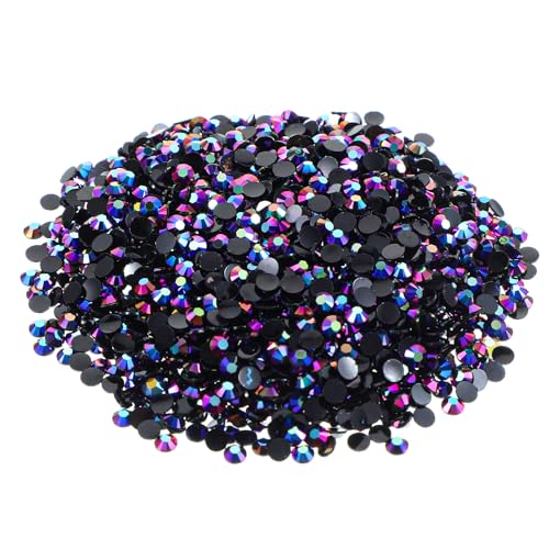 Tyqour 4500 Stücke Flache Schwarz lila Rückseite Strasssteine, Schwarz Nagel Kristalle Strasssteine Für Nägel Schwarze 3mm Nagelglitzer Flatback Rhinestones for Nail DIY von Tyqour