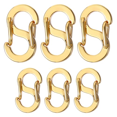 Tyqour 6 Stück Doppelöffnungs Verkürzer Verschluss Kettenverschluss Edelstahl Armband Halsketten Verschluss und Verschlüsse Doppelt öffnende Karabinerverschlüsse S-Lock Halsketten-Clip Gold von Tyqour