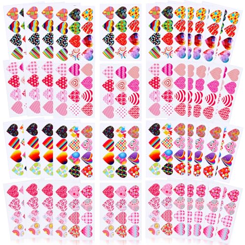 Tyqour Herz Aufkleber, 40 Stück Bunte Herz Sticker Selbstklebende Herzen Sticker Herzen Liebe Aufkleber Herz Aufkleber mit Glitzer Effekt, Valentinstag Sticker für Hochzeit Scrapbooking DIY-Basteln von Tyqour