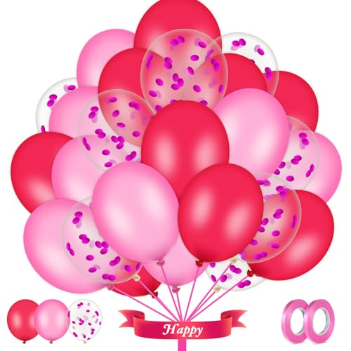 Tyqour Luftballons Pinke Geburtstag 60 Stück Latex Ballons, Rosa Ballons Helium Ballons mit Bändern, Luftballons Rosa für Hochzeit Geburtstag Mädchen Babyparty Dekorationen von Tyqour