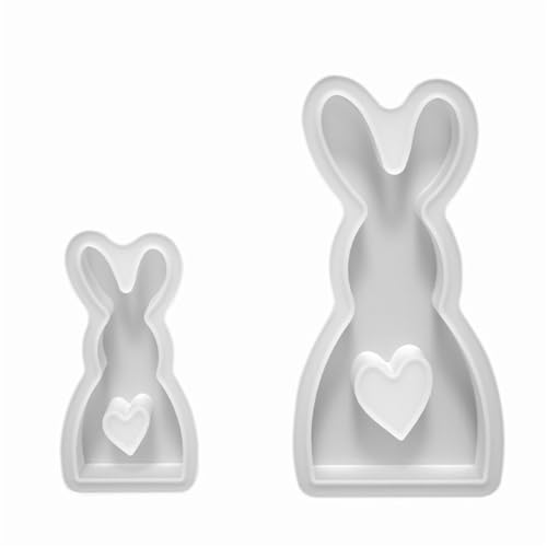 Gießharz Formen Silikon Schmuck Silikon 3D Osterhasen Silikonkaninchen Ostern DIY Hase für Ostern Ostergeschenke (White, One Size) von Tyuffghet