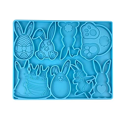 Kerzengießform Ostern Kaninchen Epoxy Cartoon Cartoon Cartoon Tisch Tischdekoration Wandbehang Silicon Glamot (Blue, One Size) von Tyuffghet