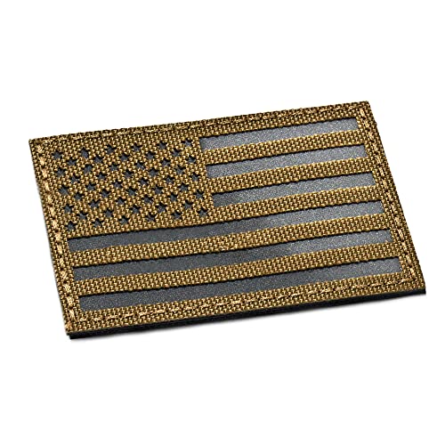 U-LIAN 5 x 8,9 cm Infrarot IR Coyote Braun USA Amerikanische Flagge Patch Tactical Vest Patch Hakenverschluss Rückseite von U-LIAN