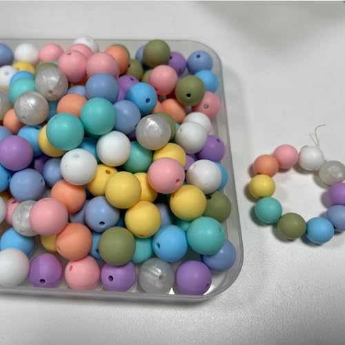 U-LIAN Silikonperlen, 150 Stück, 15 mm gemischte Farben, Bulk-Silikonperlen für Schlüsselanhängerherstellung, 15 mm Silikonperlen für Stifte und Armbänder, Macarons von U-LIAN