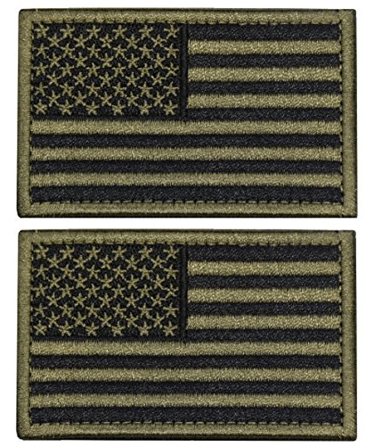 U-LIAN Tactical Morale Patch USA Flagge bestickt amerikanische Flagge Patch Klettverschluss Rückseite Emblem USA-Flagge, Armeegrün, 2 Stück von U-LIAN