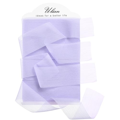 U-LIAN Violettes Chiffonband, 3,8 cm x 12 m, handgefertigt, Fransenband, Chiffon, seidenähnliches Band für Hochzeitseinladungen, Brautsträuße, Geschenke, Verpackungen, Bastelarbeiten von U-LIAN