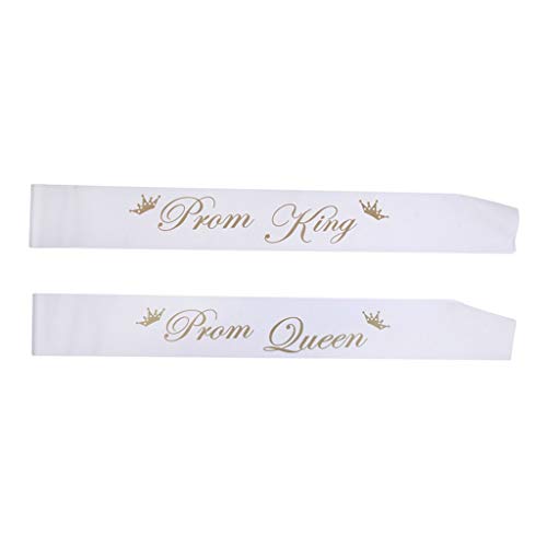 2 Stück Prom Queen Prom King Krone Satin Schärpe Junggesellenabschied Club Dekor Weiß Bequem und Umweltfreundlich von U-M