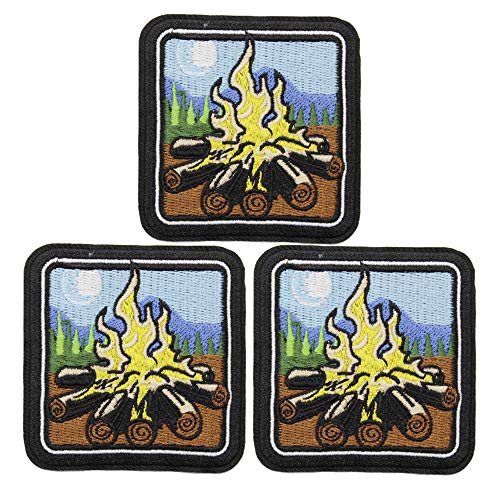 U-Sky Aufnäher zum Aufbügeln, 3 Stück, Outdoor, Lagerfeuer, zum Aufbügeln, für Rucksäcke, Jeans, Größe: 6,6 x 6,6 cm von U-Sky