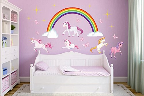 U24 Wandtattoo Einhorn-Set Aufkleber 120 x 130 cm Wandsticker von U24