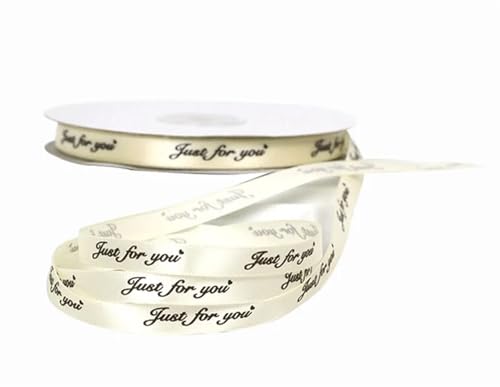 Geschenkband 1 cm x 45 m Satinband Druck Geschenkverpackung Rose Bär Fliege Hochzeit Geburtstag Geschenke Verpackung(Beigeblack) von UALXPAO