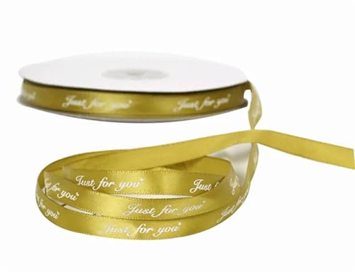 Geschenkband 1 cm x 45 m Satinband Druck Geschenkverpackung Rose Bär Fliege Hochzeit Geburtstag Geschenke Verpackung(Goldwhite) von UALXPAO