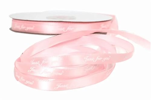 Geschenkband 1 cm x 45 m Satinband Druck Geschenkverpackung Rose Bär Fliege Hochzeit Geburtstag Geschenke Verpackung(Lightpinkwhite) von UALXPAO