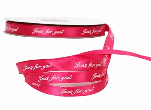 Geschenkband 1 cm x 45 m Satinband Druck Geschenkverpackung Rose Bär Fliege Hochzeit Geburtstag Geschenke Verpackung(Pinkwhite) von UALXPAO