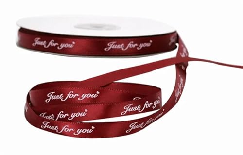 Geschenkband 1 cm x 45 m Satinband Druck Geschenkverpackung Rose Bär Fliege Hochzeit Geburtstag Geschenke Verpackung(Redwhite) von UALXPAO