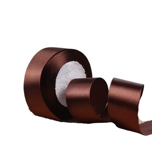 Satinband BäNder 22meter/Rolle Seide Satin Bänder for Handwerk Bogen Handgemachte DIY Geschenk Wrap Party Hochzeit Dekorative(Dark coffee,50mm) von UALXPAO