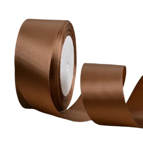 Satinband BäNder 25 Yards/Rolle 6 mm 10 mm 15 mm 20 mm 25 mm 40 mm 50 mm Seidensatinbänder for Basteln, Schleifen, handgefertigtes Geschenkpapier, Party, Hochzeit, dekorativ(Coffee,50mm) von UALXPAO