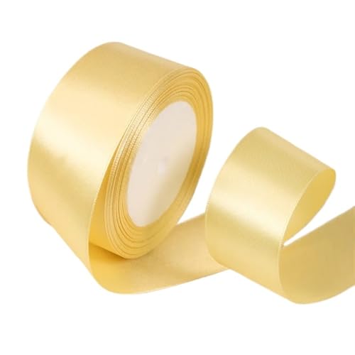 Satinband BäNder 25 Yards/Rolle 6 mm 10 mm 15 mm 20 mm 25 mm 40 mm 50 mm Seidensatinbänder for Geschenkverpackungen, Weihnachtsfeier-Dekoration, Stoffhandwerk(Light Gold,10mm Width) von UALXPAO