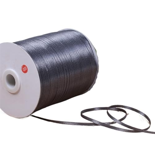 Satinband BäNder 3 mm (10 Meter/Set) mehrfarbiges Satinband for Kunsthandwerk und Nähen, Weihnachts-, Hochzeits- und Party-Dekoration, Geschenkpapier, DIY-Material.(Dark gray) von UALXPAO