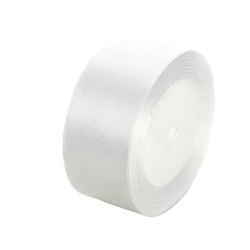 Satinband BäNder Satinbänder for Basteln, Schleifen, handgefertigt, Geschenkverpackung, Weihnachten, Hochzeit, dekoratives Band(White,10mm Wide) von UALXPAO