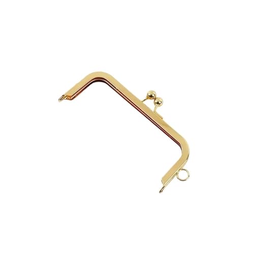 UALXPAO Geldbörse Rahmen Köein 10/15/19 cm quadratische Metallgriffe for Handtaschen, Tasche, Kuss-Verschluss, Schloss, Rahmen, Griff, DIY-Geldbörse, Nähzubehör(LightGold-15cm,1Pc) von UALXPAO