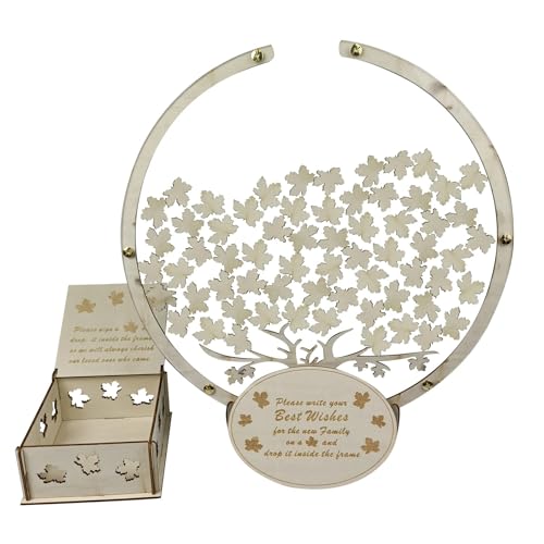 UALXPAO Kartenbox Hochzeit Hölzerne Gästeboxen mit 60/80 Stück Ahornblättern, Nachrichtenbox for die besten Wünsche, DIY-Souvenirs, Ornamente, Hochzeit, Empfang, Dekoration(60 pieces) von UALXPAO