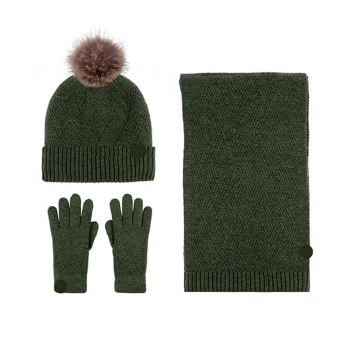 UALXPAO Mütze und Schal Set Damen Einfarbige Wolle Warme Mütze Schal Handschuhe Dreiteiliges Set for Männer Und Frauen Herbst Winter Wind Kalt Wollknäuel Gepolstert Weich Stricken(Color 10) von UALXPAO