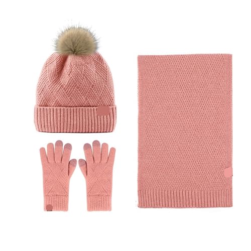 UALXPAO Mütze und Schal Set Damen Einfarbige Wolle Warme Mütze Schal Handschuhe Dreiteiliges Set for Männer Und Frauen Herbst Winter Wind Kalt Wollknäuel Gepolstert Weich Stricken(Color 12) von UALXPAO